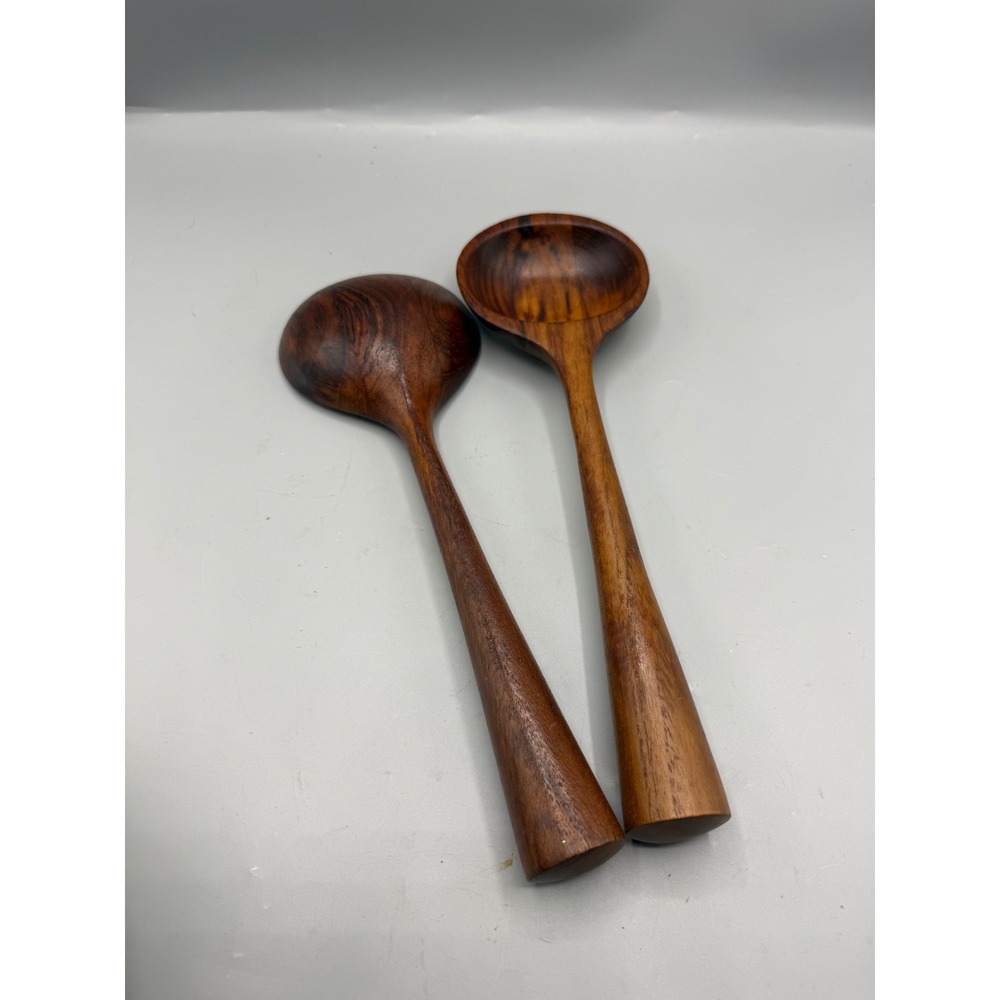 Vtg Danish Teak Salad Servers MCM Spoons Set of 2 Denmark Danmark 50's Dansk - Picture 1 of 5